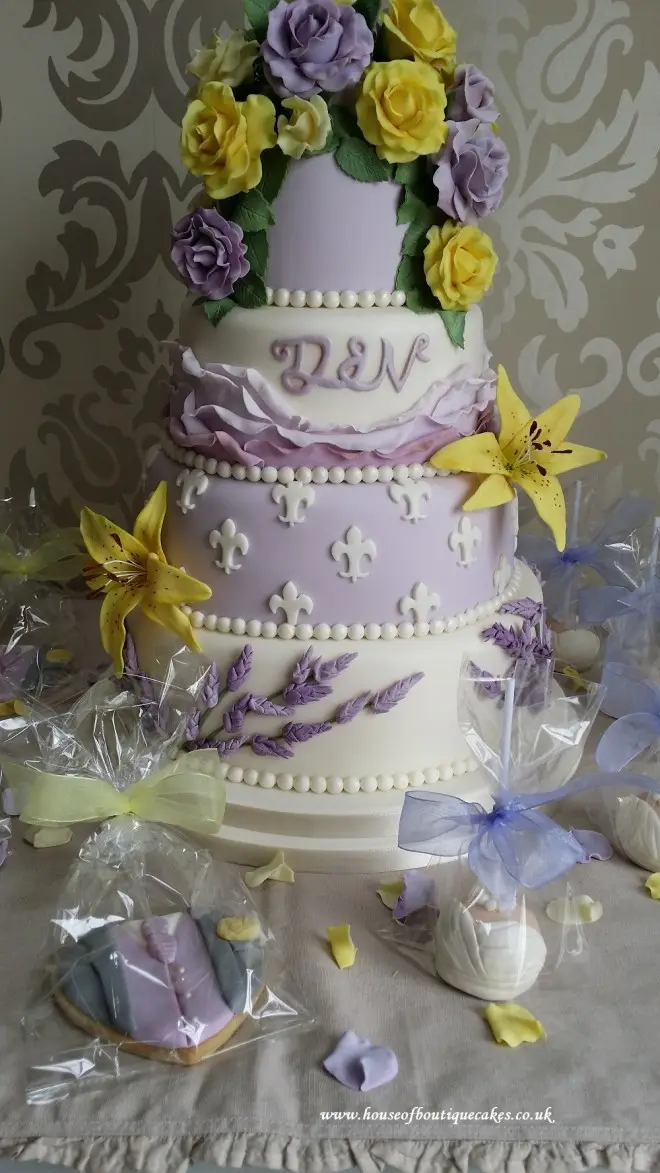 Vintage Lilac and Lemon Storey 4 Tier Wedding Cake